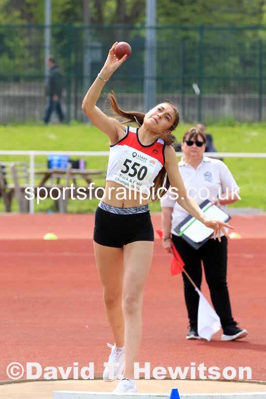 Womens Under-17s Shot Putt, 2023 North Eastern Track and Field Champs., Middlesbrough Sports Village, Middlesbrough. Photo: David T. Hewitson/Sports for All Pics